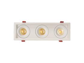 DM202821  Bezz 15-3 Powered by Philips 3x15W 3x1350lm 4000K 24° Engine, 350mA, Matt White,Adj.Deep Recessed Tripel Square Spotlight, IP20.